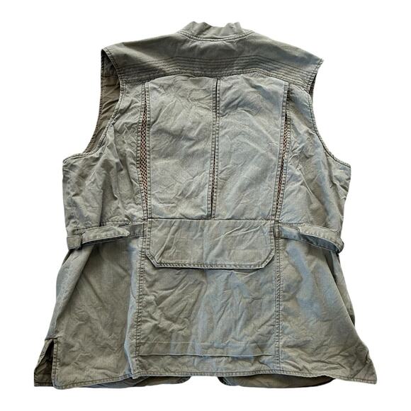 Vintage Eddie Bauer Khaki Green Sleevless Fishing Camping Full Zip Size Large - Picture 8 of 13